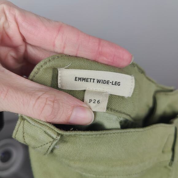Madewell The Petite Emmett 2.0 Wide-Leg Pants Womens 26P‎ Garment-Dyed Green - Picture 6 of 9